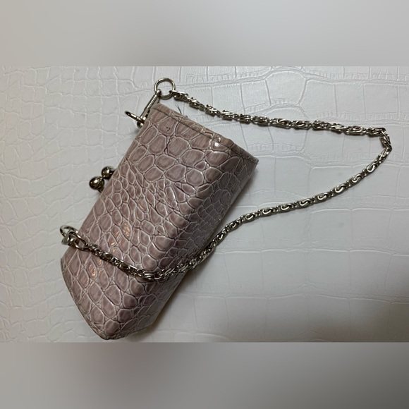 Vintage lipstick case lavender snake skin w aqua interior With replacement strap - Picture 3 of 5